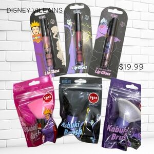 ʕ·ᴥ·ʔ Disney Villains Set Lip Gloss and Kabuki Brushes